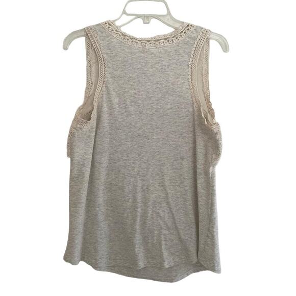 Adiva Top in a Heather Gray with Cream Lace Size Large - Picture 3 of 5